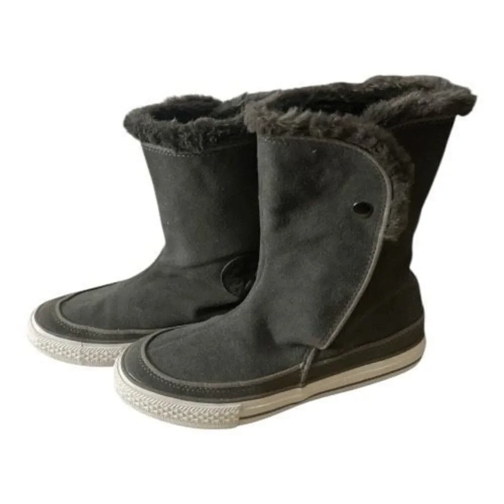 Converse All-Star Chuck Taylor Beverly Women Gray Suede Mid Calf Boots Size 6.5